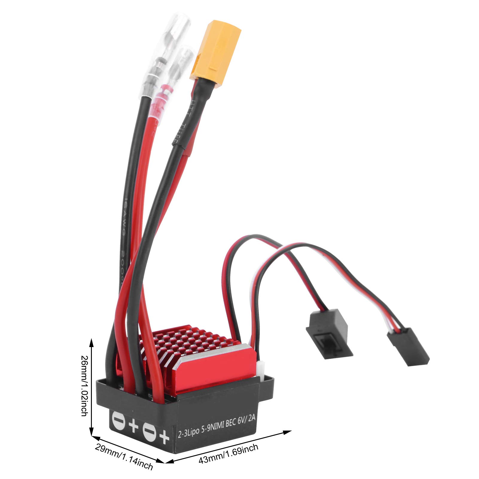 Regolatore elettronico di velocità 360A, RC Crawler Car Bidirezionale ESC Spazzolato Motore Pezzi di Ricambio Attrezzatura di Controllo remoto per 1/10 RV Overland Car Short Truck (Spina XT60)