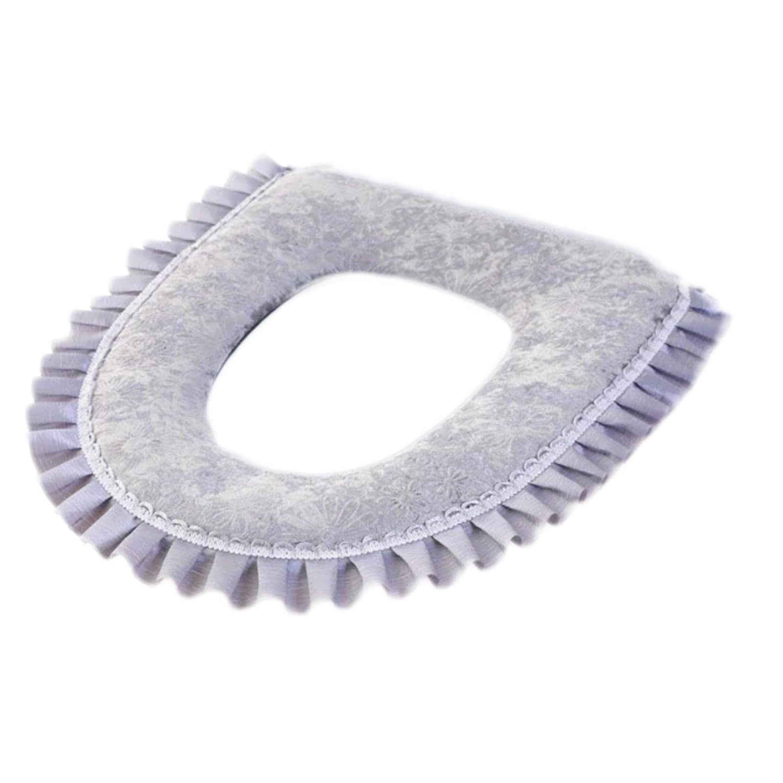 Coussinet doux pour WC argenté et housse de siège toilette lavable