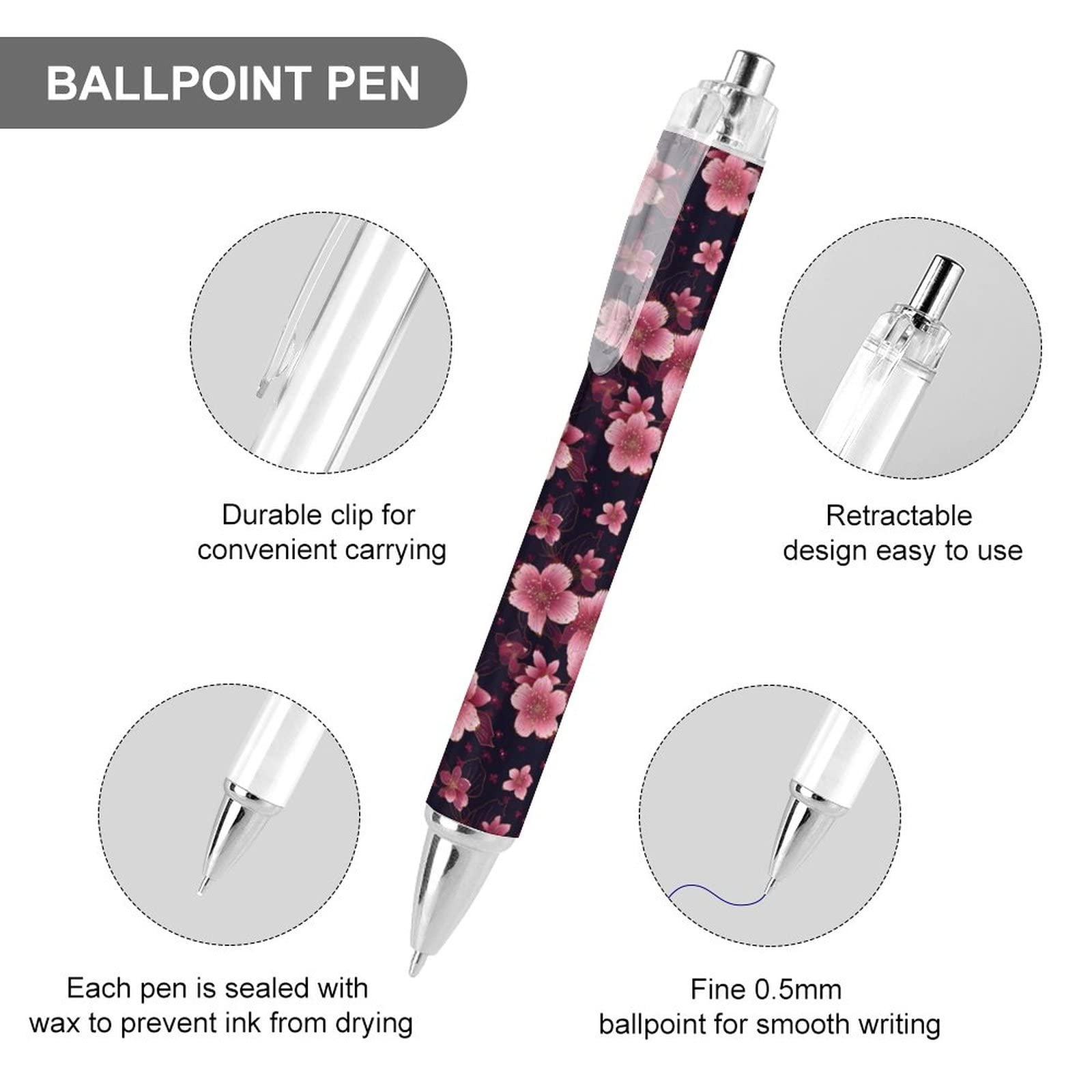 Nette Kakteen-Kugelschreiber Set (4 Stück) - 0.5mm Schwarze Tinte, Einziehbar, Blühendes Design Für Büro, Schule & Geschenk