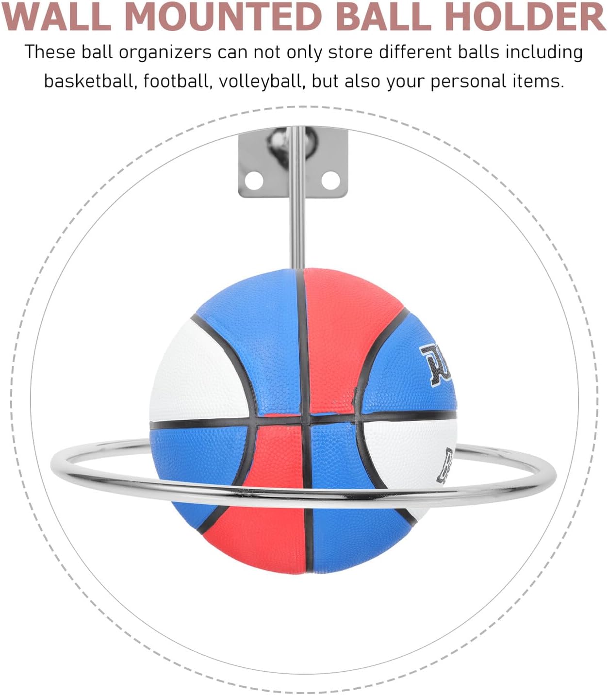 Ciieeo 6pcs Wall-Mounted Basketball and Soccer Ball Storage Stands Sturdy Basketball Holder Display Rack for Sports Equipment Organization in Garage and Home