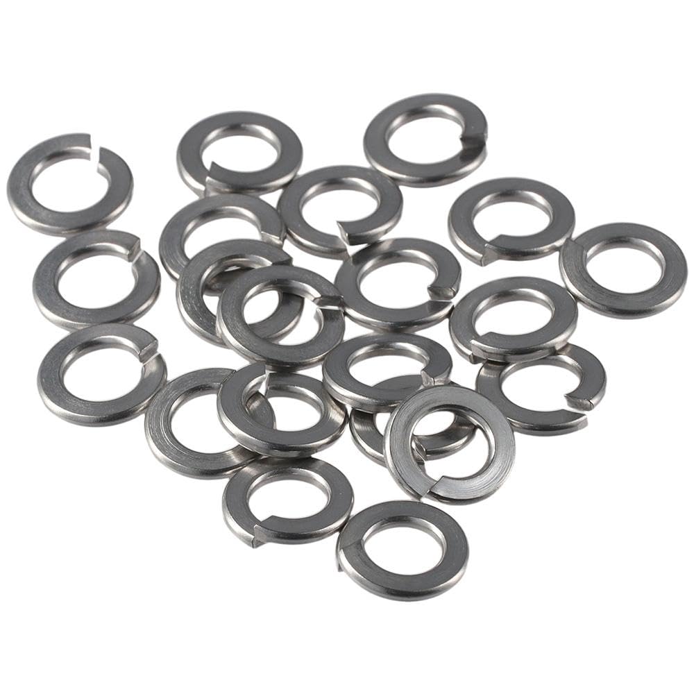 SHUATI 50Pcs Elastic Gasket, Stainless Steel Washer Assortment Kit, Sliver Spring Washer Spring Lock Washers, 3/8