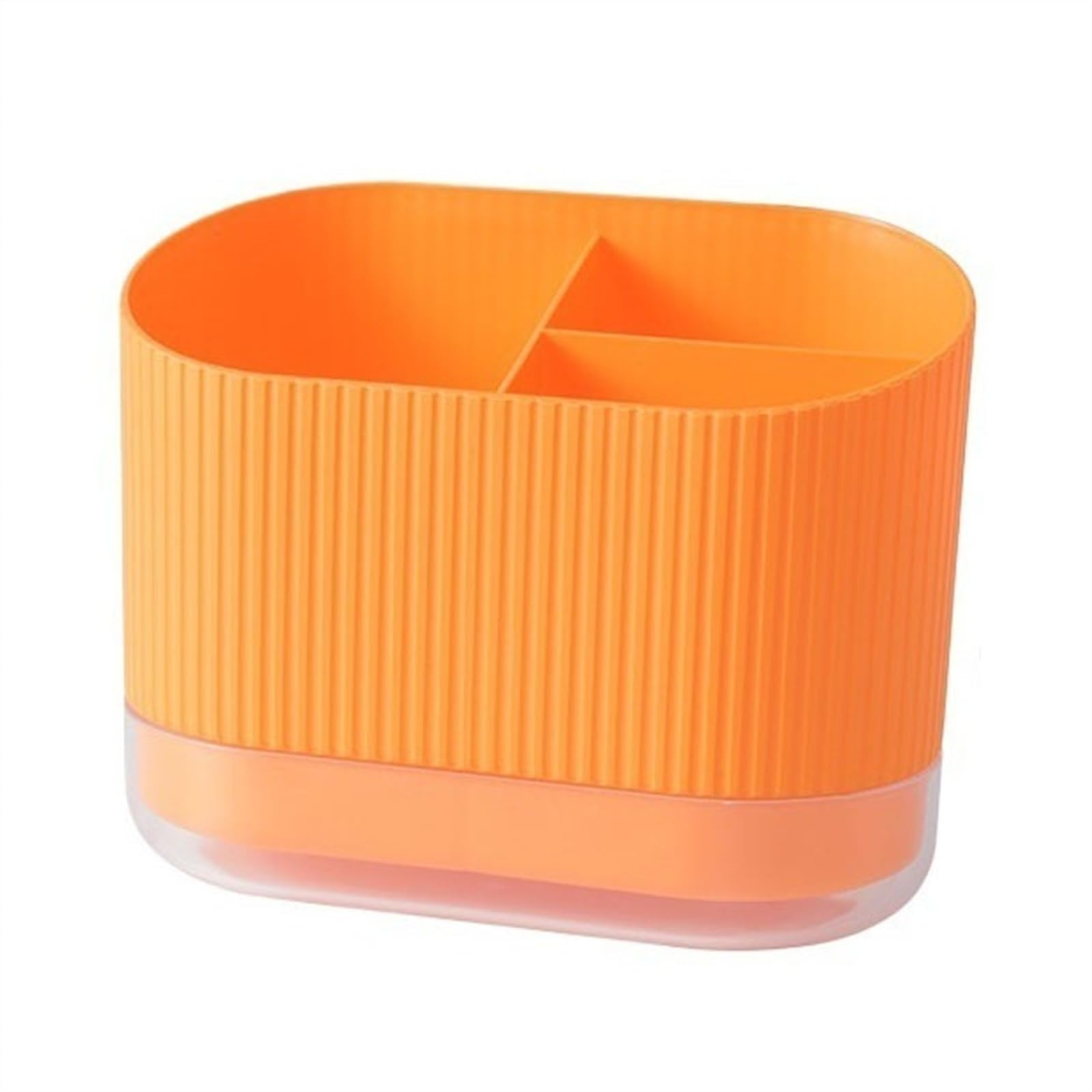 GLigeT Kitchen Utensil Holder Plastic Cutlery Drainer Sink Caddy, 3-Compartment Organizer with Chopsticks, Spoons, Forks (Orange)