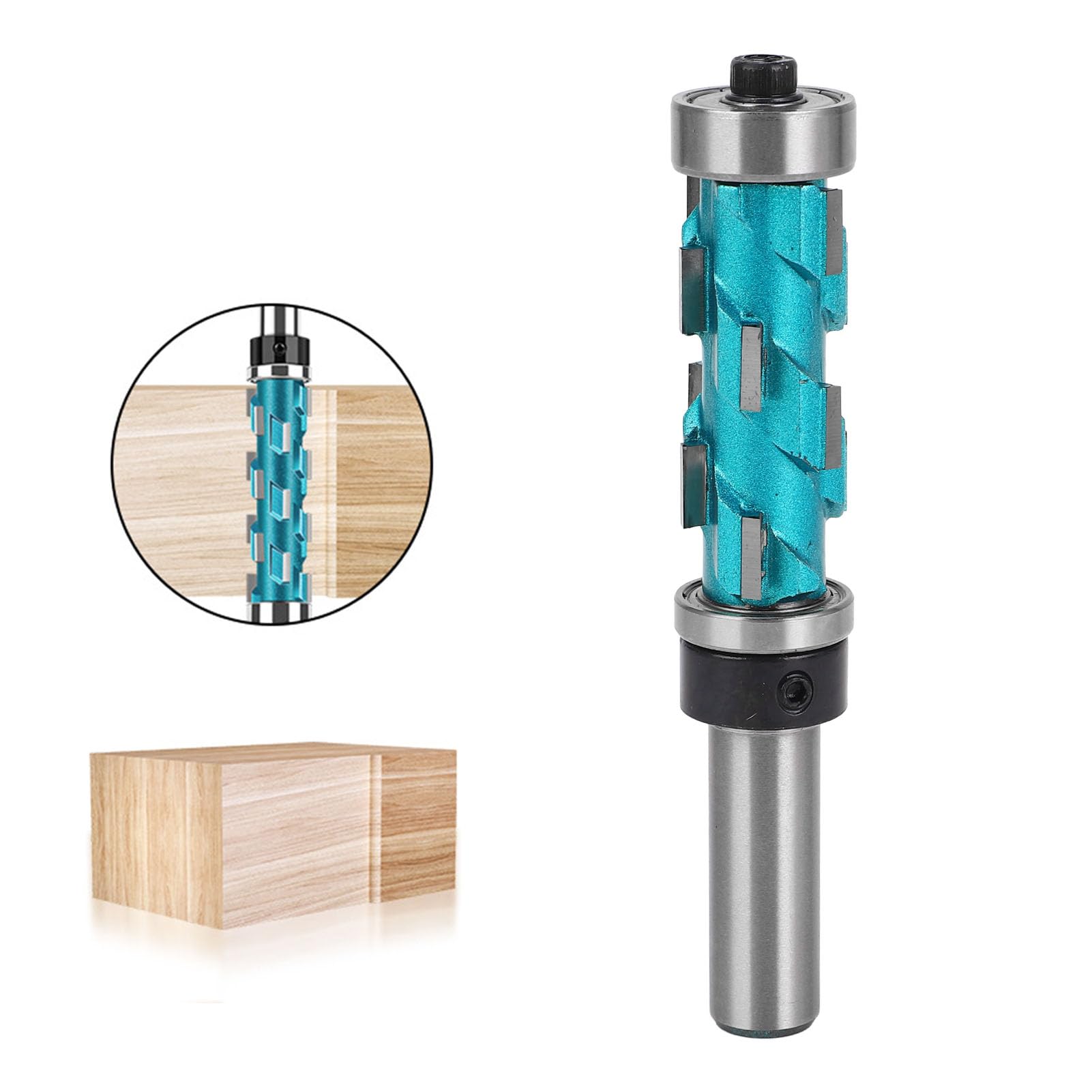Carbide Compressiom Flush Trim Router Bit, 12mm Shank Double Bearing Spiral Trimmer, 43mm Cutting Length 19mm Cutting Diameter - Image 3