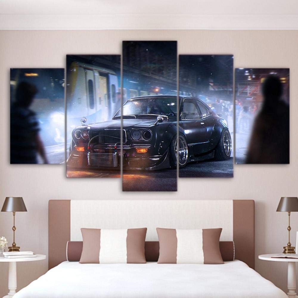 LHMTZ Five modules canvas painting 150*100CM Modern Canvas Painting Home Decor For Living Room 5 Pieces Vintage Sports Car Classic Pictures Wall Art HD Printed 5 panel wall art behind painting picture