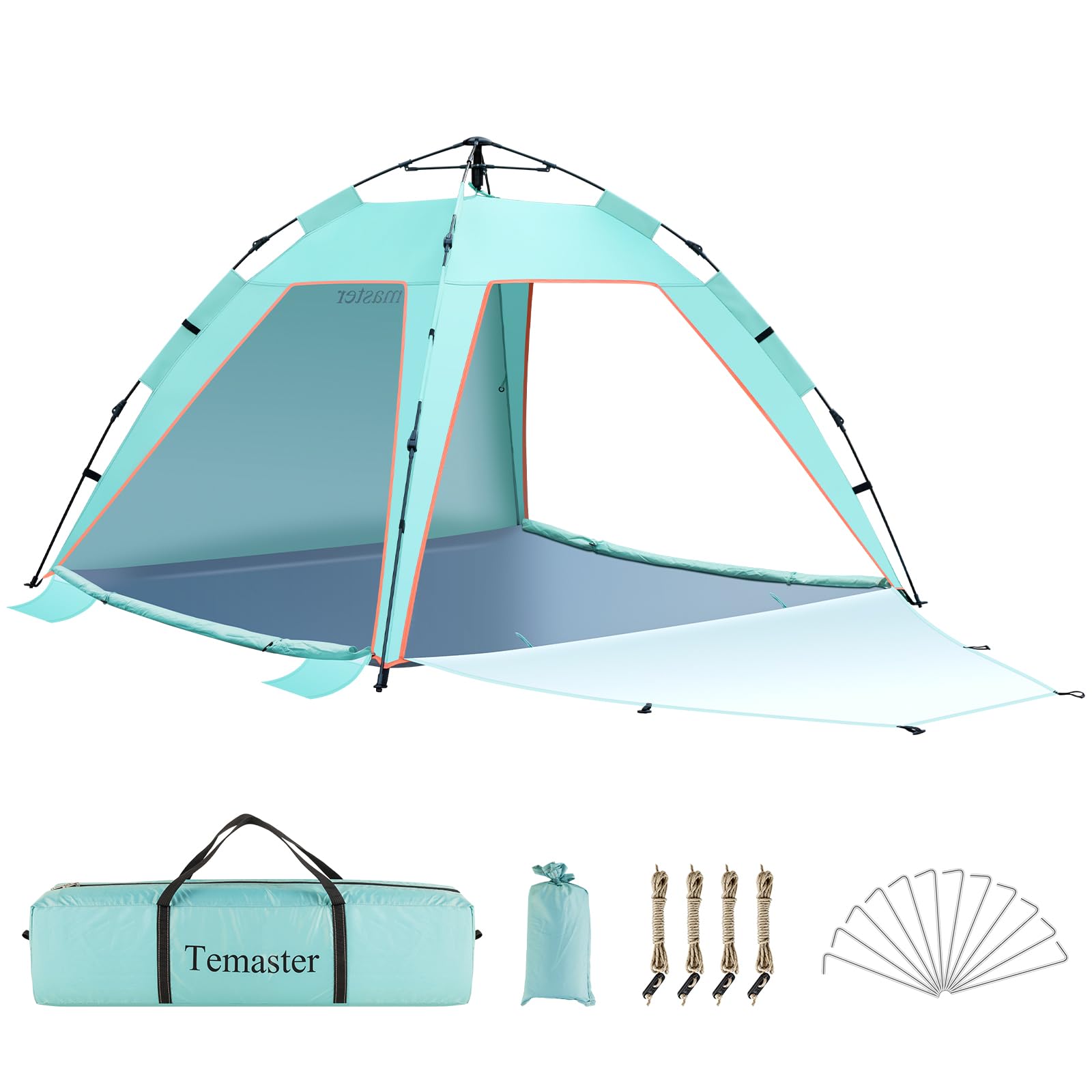4-5 Person Instant Pop Up Automatic Beach Tent, Extra Large Portable Ventilated Automatic Beach Sun Shelter Tent, UPF 50+ Easy Setup Beach Tent for Picnic,Beach,Garden(Light Green)