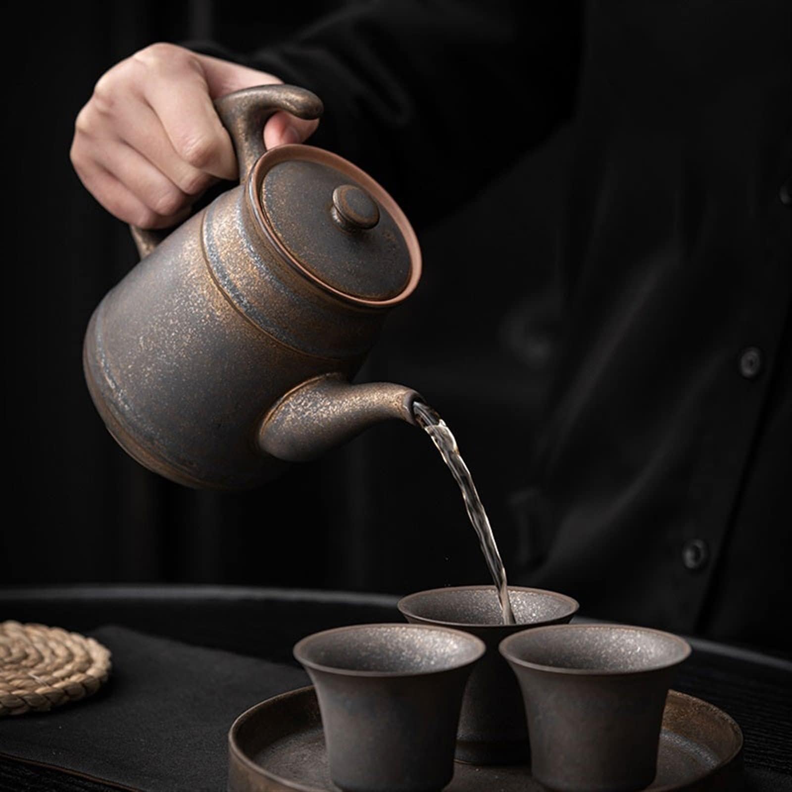 Ceramiczny czajniczek, w stylu vintage, czajniczek do gotowania wody, pojemność 660 ml, idealny do użytku domowego i biurowego, trwały i funkcjonalny niezbędnik kuchenny