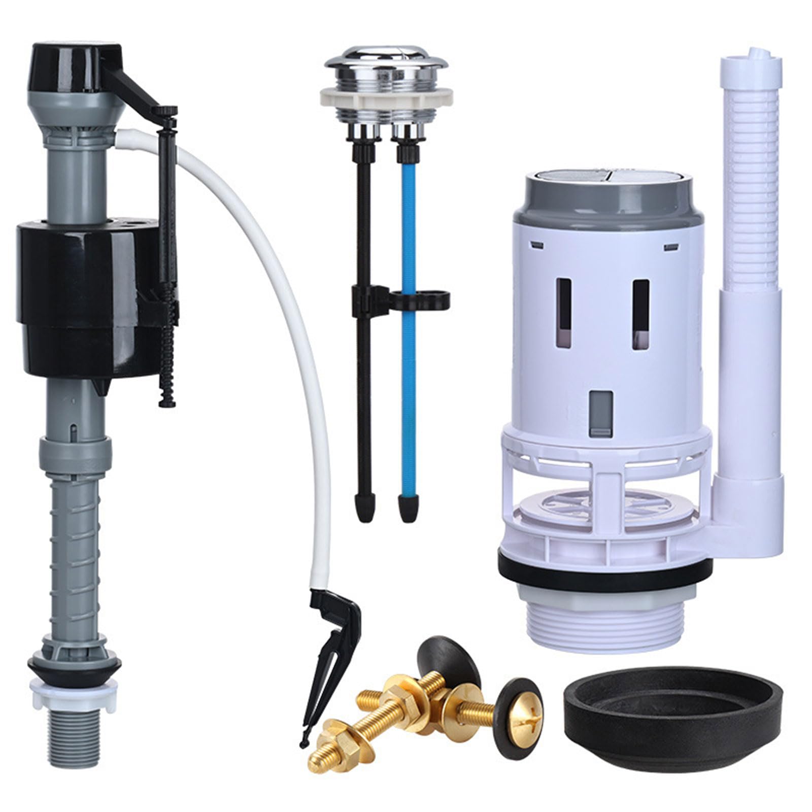 Set di ricambio per serbatoi WC con valvole di scarico e valvole di riempimento da 7,6 cm, accessori per serbatoi d'acqua regolabili, set di riparazione completo per WC