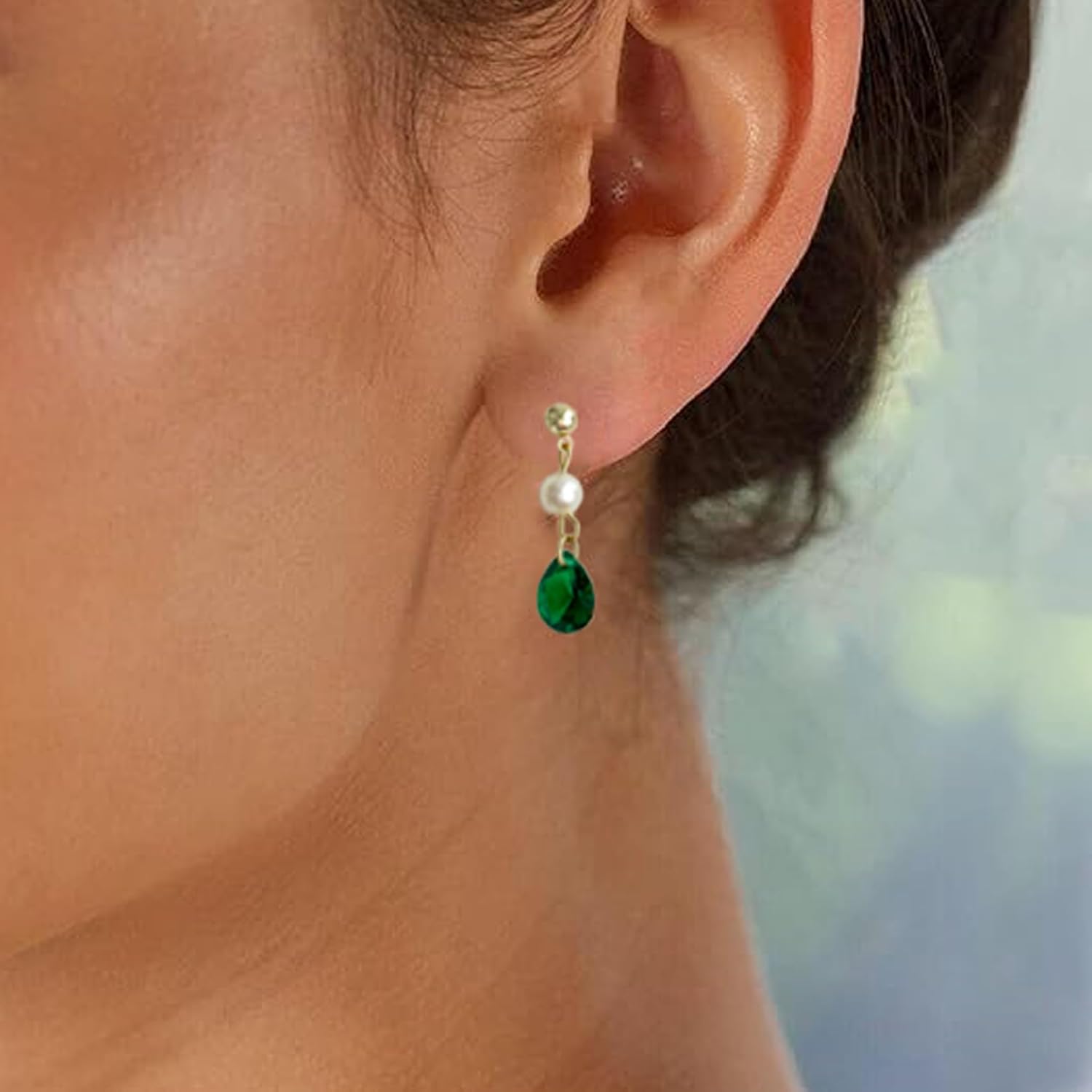 pearl earrings for women,14K Gold plated pearl drop earrings freshwater pearl dangle earrings long drop earrings for women Wedding Earrings for Brides Jewelry gift - Image 4