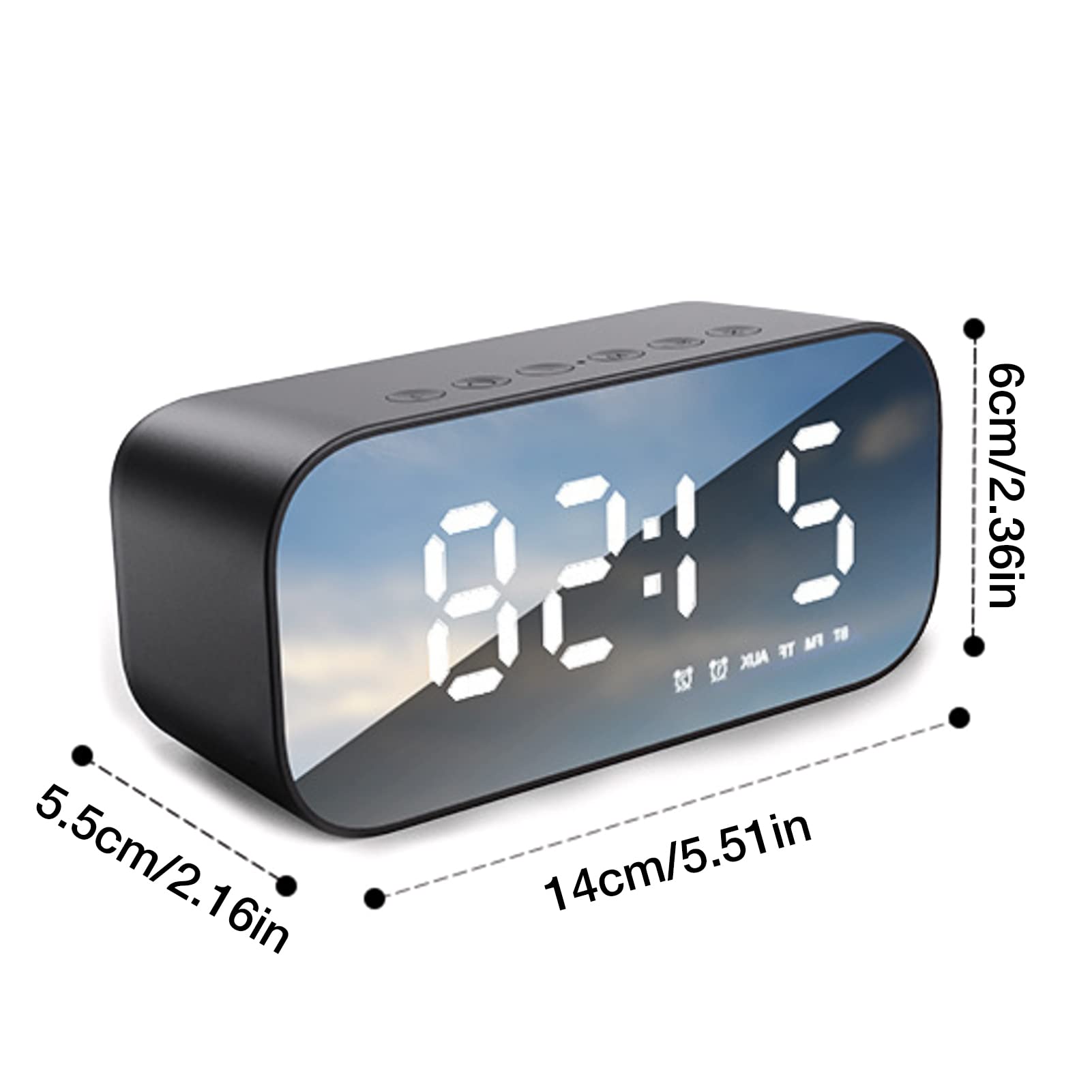 Teksome 5 Radio Reloj Despertador con Altavoz inalámbrico | Radio Despertador Digital portátil con Gran Pantalla LED Regulable - Altavoz inalámbrico estéreo de Larga duración para Viajes al Aire