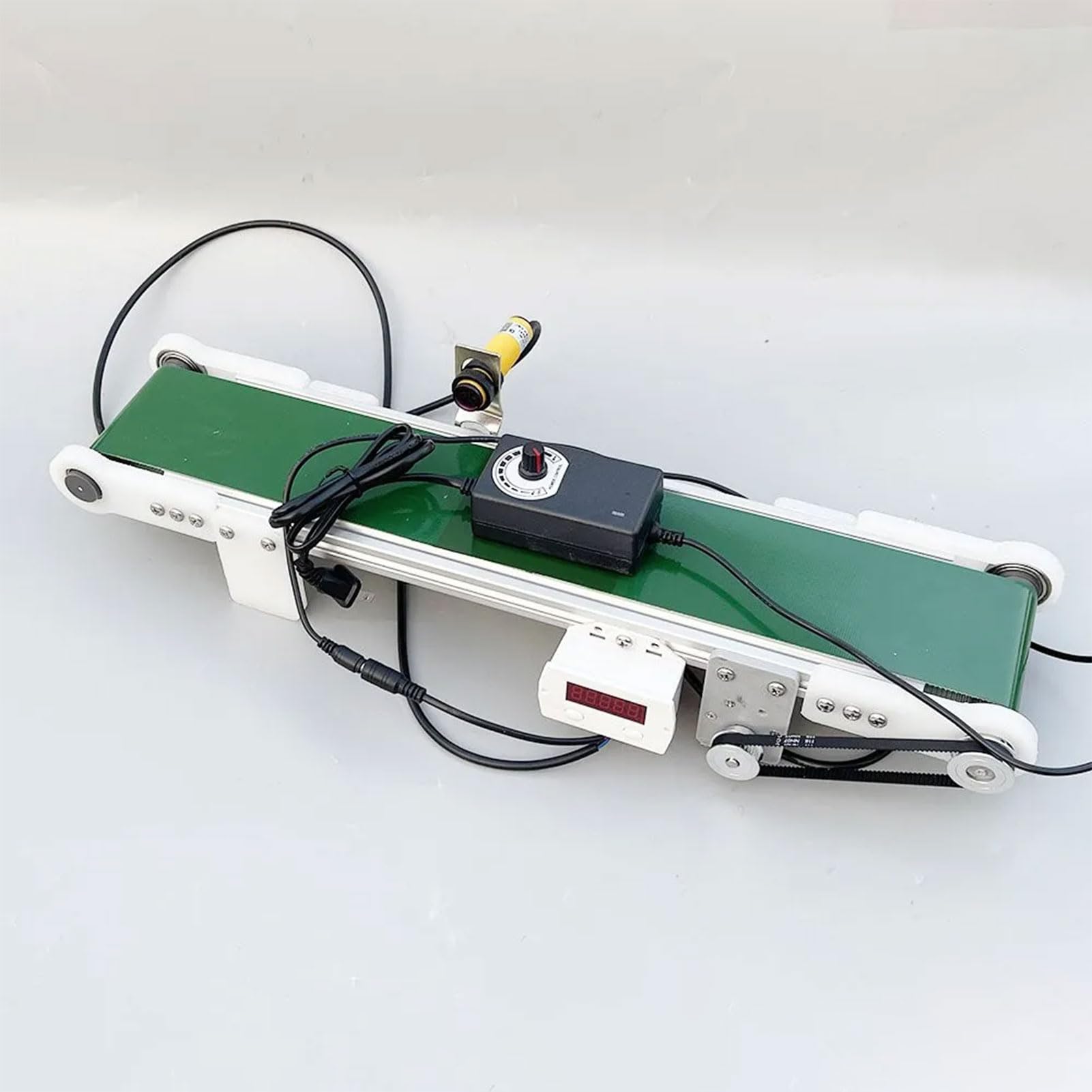 Cinta transportadora de Escritorio pequeña con conteo fotoeléctrico, transportador de línea de Montaje, Dispositivo automático de experimentación por fricción, Velocidad Ajustable