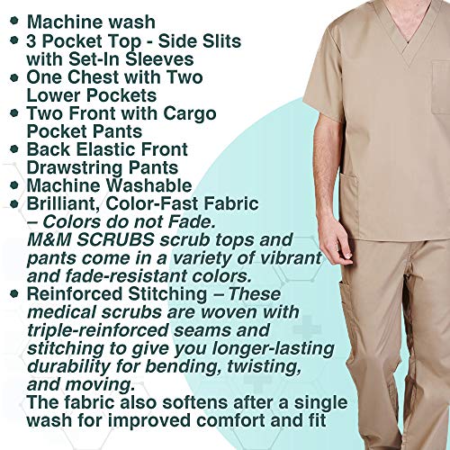 Natural Uniforms Comfortable Fit Men's Workwear Uniform 8 Pocket Top and Pant Set XS Khaki