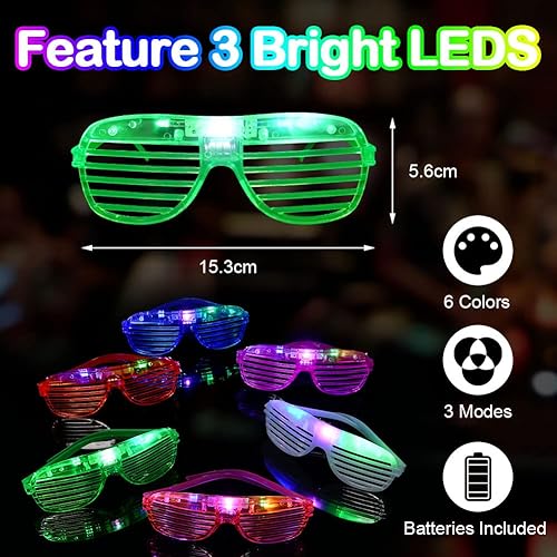 Miniatura 3 de Ainiv Gafas de sol de color neón para niños, novedosas gafas de fiesta divertidas de los años 80 y 90, accesorios para fiestas