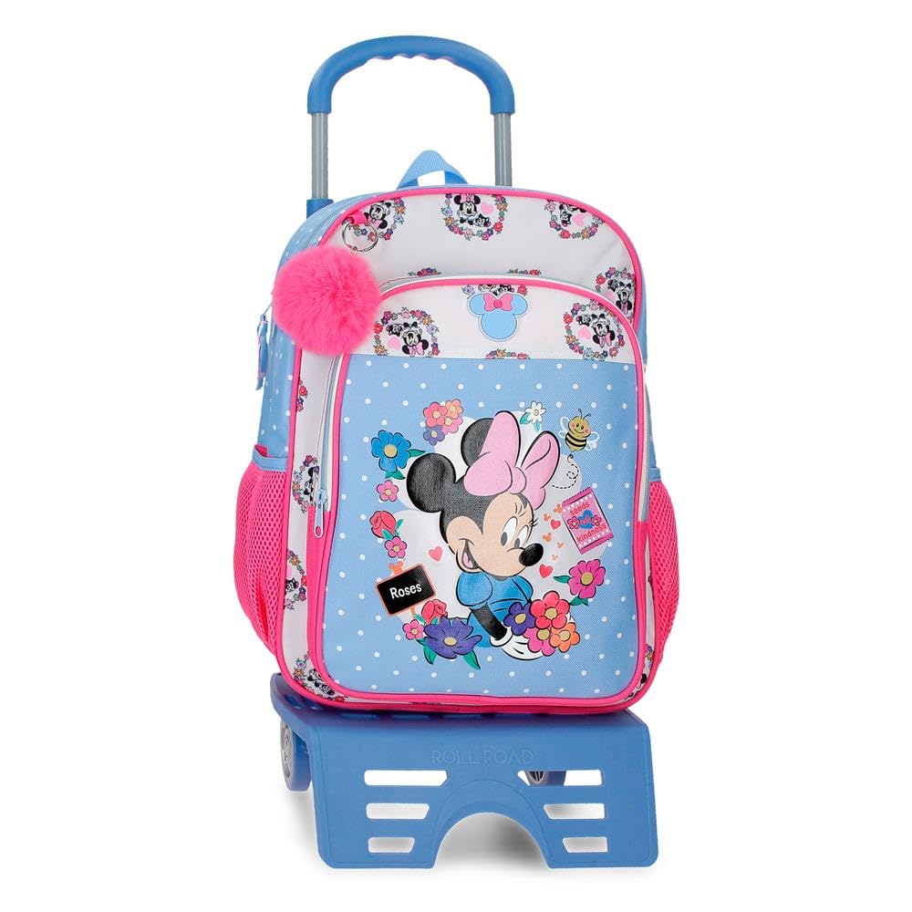 Disney Joumma Minnie Flowers School Backpack with Light Blue Car 30x40x13 cm Polyester 15.6L