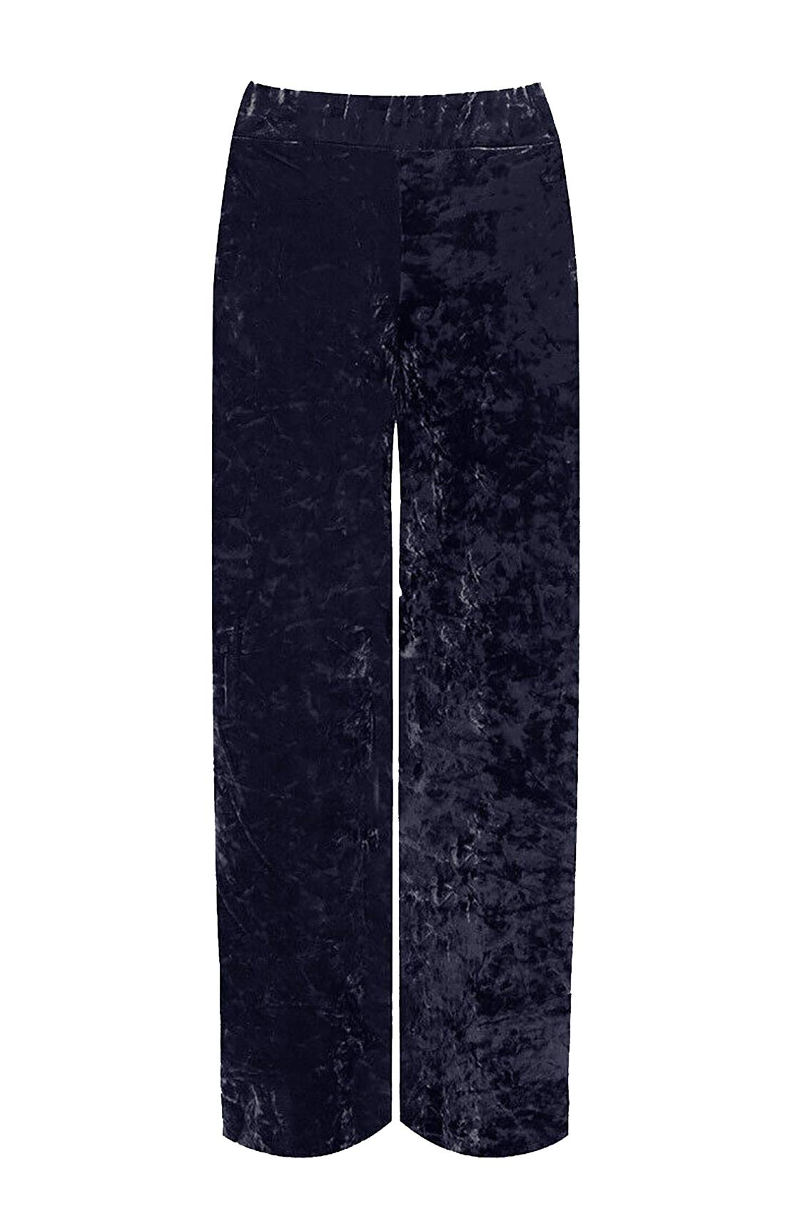Womens Ladies Velour Velvet Trouser Side Pocket Elasticated Wide Leg Palazzo