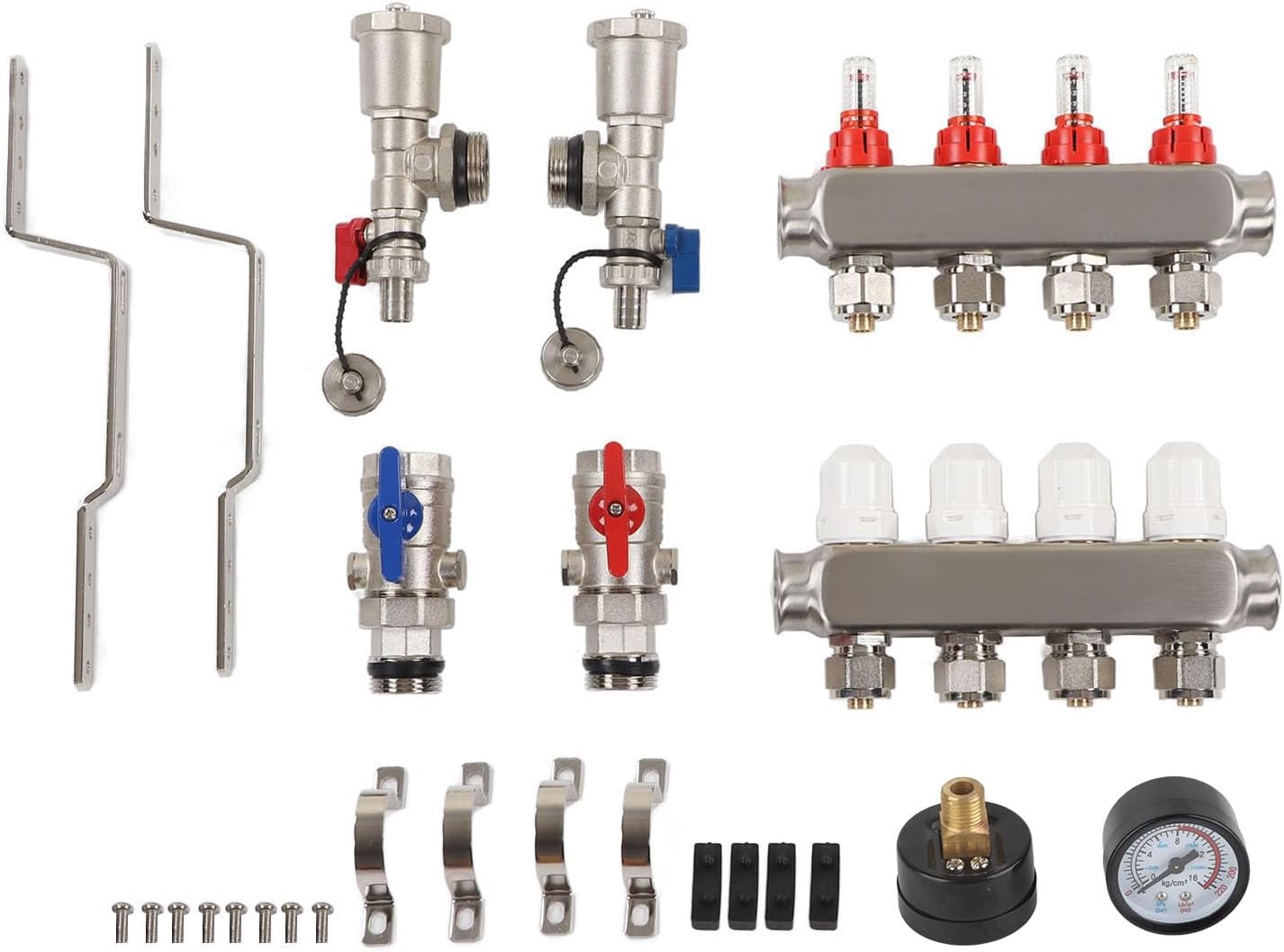 Gearwell Floor Heatingマニホールド、4ループG1 304ステンレス鋼熱マニホールドフローメーターとセット