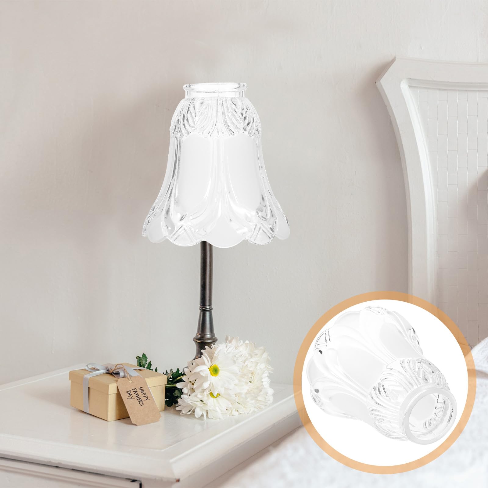 POPETPOP Pantallas de Lámparas de Vidrio de Repuesto 4 Piezas Forma de Campana, Material Vidrio, Decoración para Iluminación de Techo Hogar