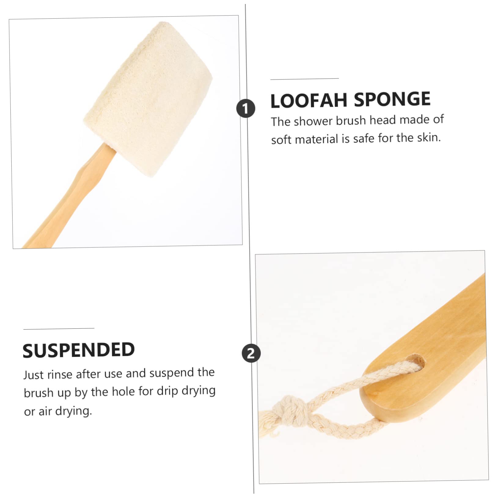 Healeved 3pezzi Spazzola Per Con Manico Lungo Luffa Naturale Esfoliante Per Schiena Strumento Di Pulizia Per Bagno Rimuove Impurità e Morta Facile Da Usare e Pulire
