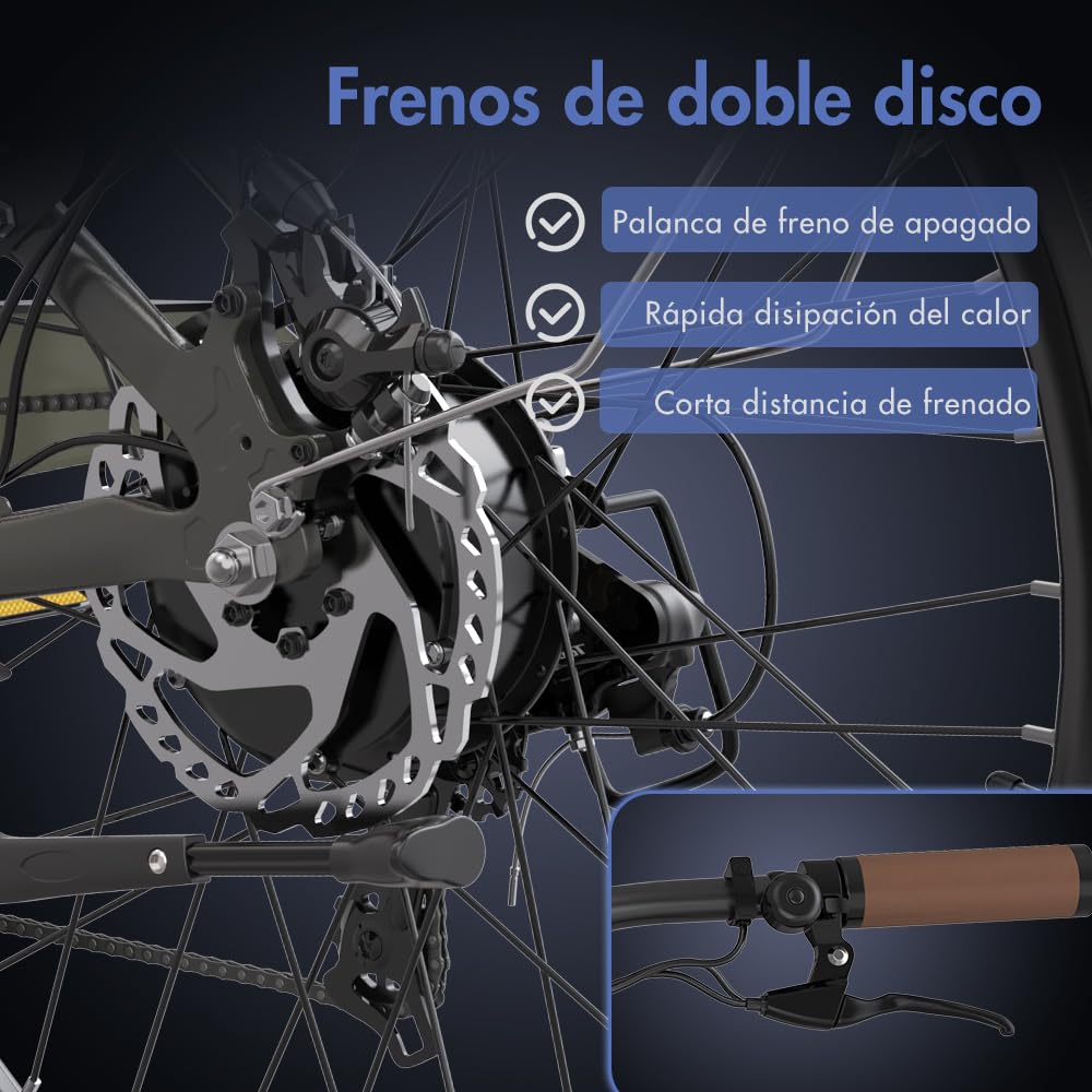 Fafrees F26 Pro Bicicleta Eléctrica, 250W 26" Mujer Bici Eléctrica Urbana, 14.5Ah/522Wh Batería, Soporta App Móvil, Alcance 90-110KM