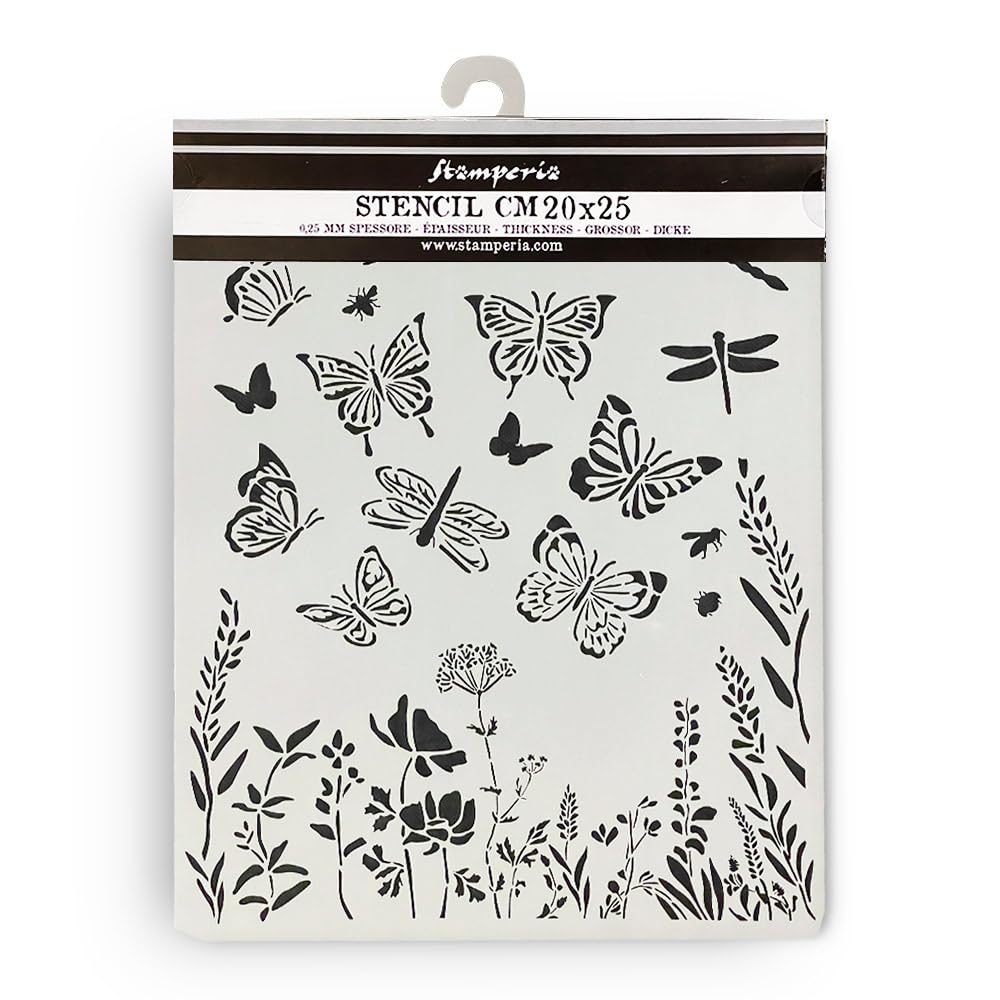 Stamperia - Thick Stencils for Scrapbooking, Albums, Card Making, Bullet Journalling and More, Butterflies, Flexible Material, Easy to Clean, Perfect for Hobbies, Crafts, and Gifting (Lavender)