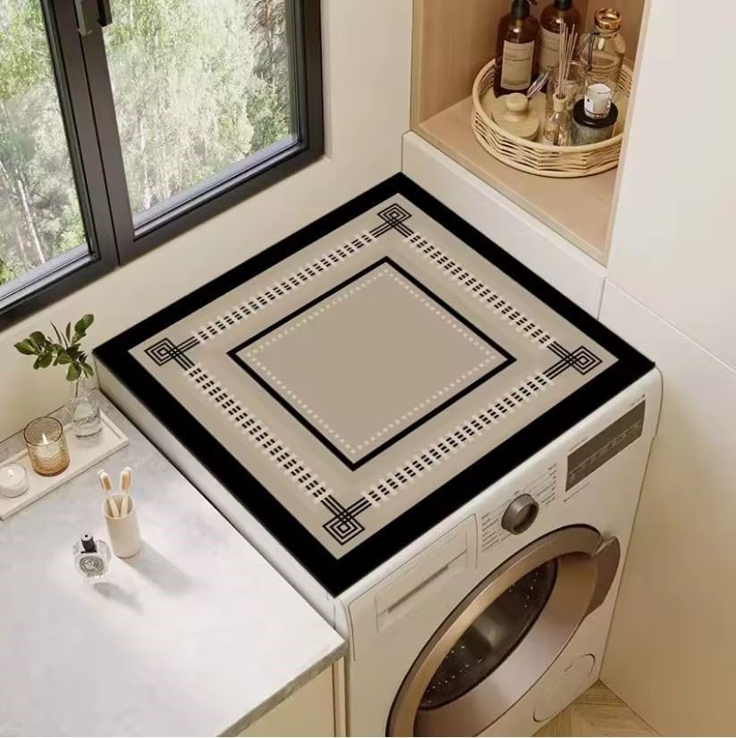 Image of Washing Machine Cover Mat | Super Water Absorbent Dish Drying Mat | Anti-Slip Washer & Drying Mat for Washing Machines | Dustproof Mat Cover for Laundry Room & Kitchen (60 x 60cm)