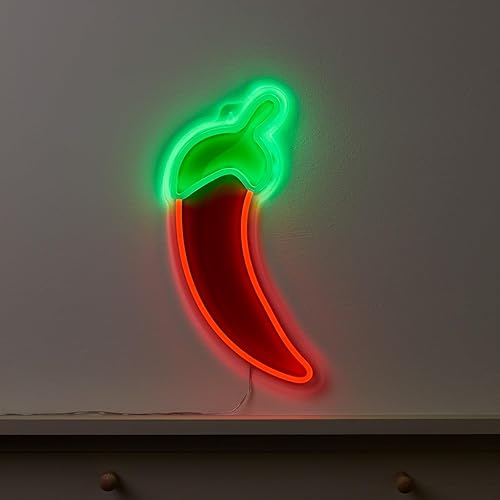 Miniatura 3 de Lights4fun, Inc. - Letrero de luz LED de neón de chile rojo de 15.7 pulgadas, decoración de fiesta de Cinco de Mayo