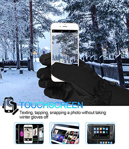 Cevapro -40℉ Winter Gloves Waterproof Ski Gloves 3M Insulated Snowboard Gloves (Black, M)