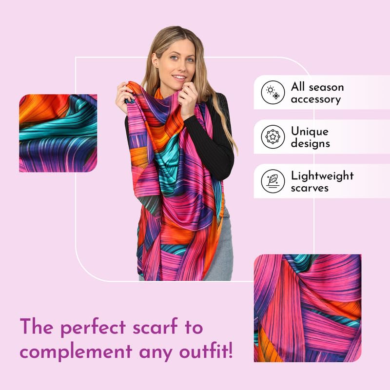 Image of Trillion London Spring Collection | Designer Silk Scarf For Women UK | Lightweight Neck Scarves | Shawl Wraps | Suitable for Daily Life | Smooth & Soft Finish | Gift for Women | Size-180cm x 90cm