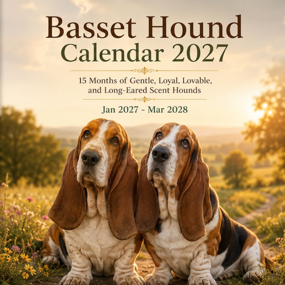 Basset Hound Calendar 2027: 15 Months of Gentle, Loyal, Lovable, and Long-Eared Scent Hounds | Jan 27–Mar 2028