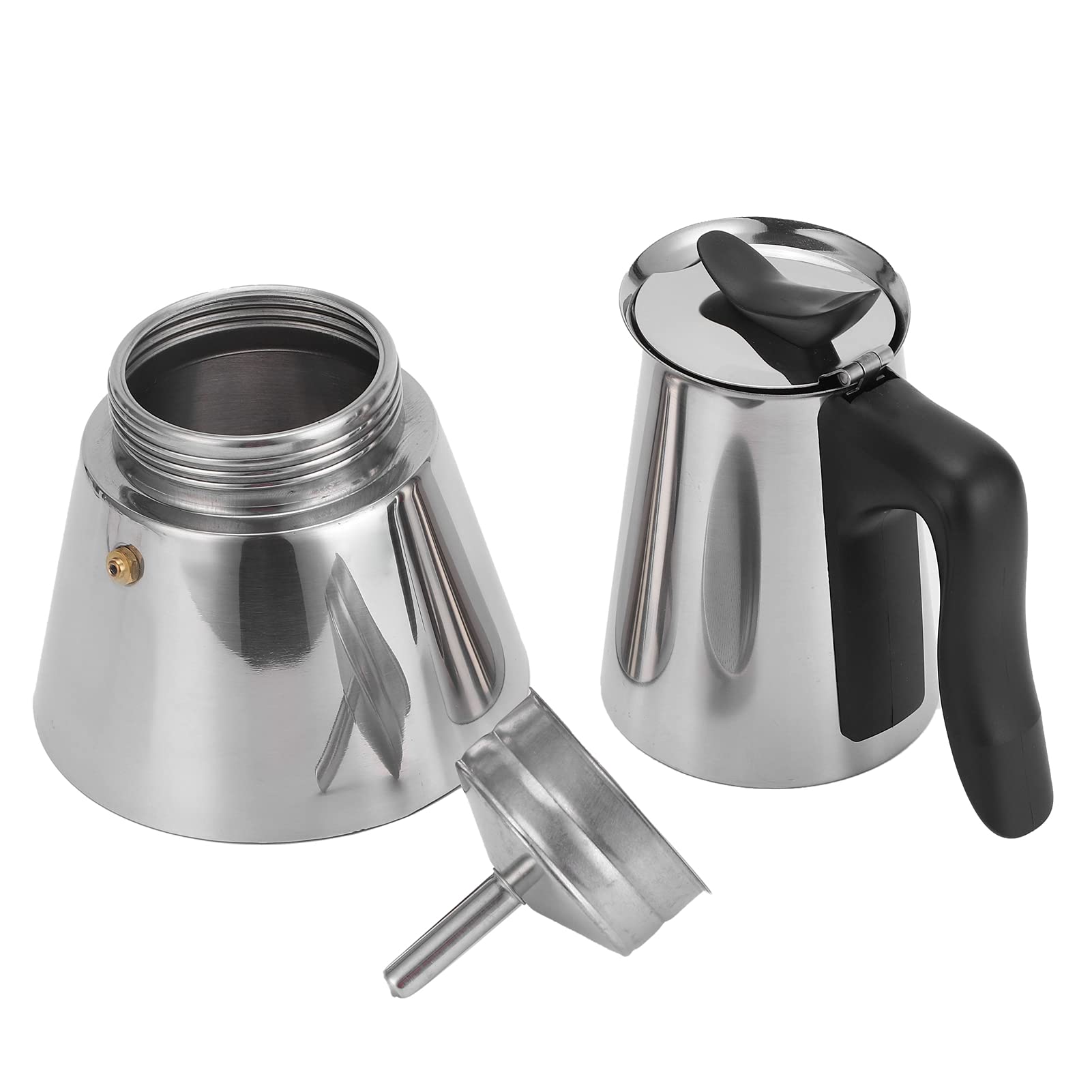 Cafetière à percolateur électrique, 480W 300ML Machine à café en acier inoxydable à arrêt automatique Percolateur à café détachable avec boîte à poudre de café à petit trou, poignée isolante