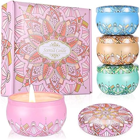 Viesap Velas Aromaticas, 4pcs Cera de Soja 100% Natural Cover