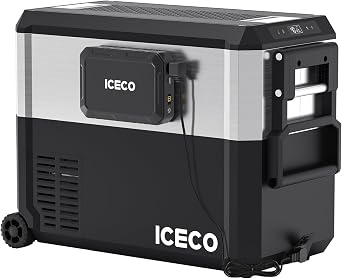 ICECO JP50 Pro Portable Refrigerator with Magnetic Battery,12V Fridge Freezer with Wheels, Car Fridge Powered by SECOP, 51.7 Quart Cooler -4F68F, DC 12/24V, AC 110/240V, Refrigerator for Car&Home