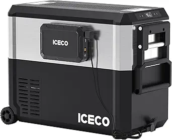 ICECO JP50 Pro Portable Refrigerator with Magnetic Battery,12V Fridge Freezer with Wheels, Car Fridge Powered by SECOP, 51.7 Quart Cooler -4℉～68℉, DC 12/24V, AC 110/240V, Refrigerator for Car&Home