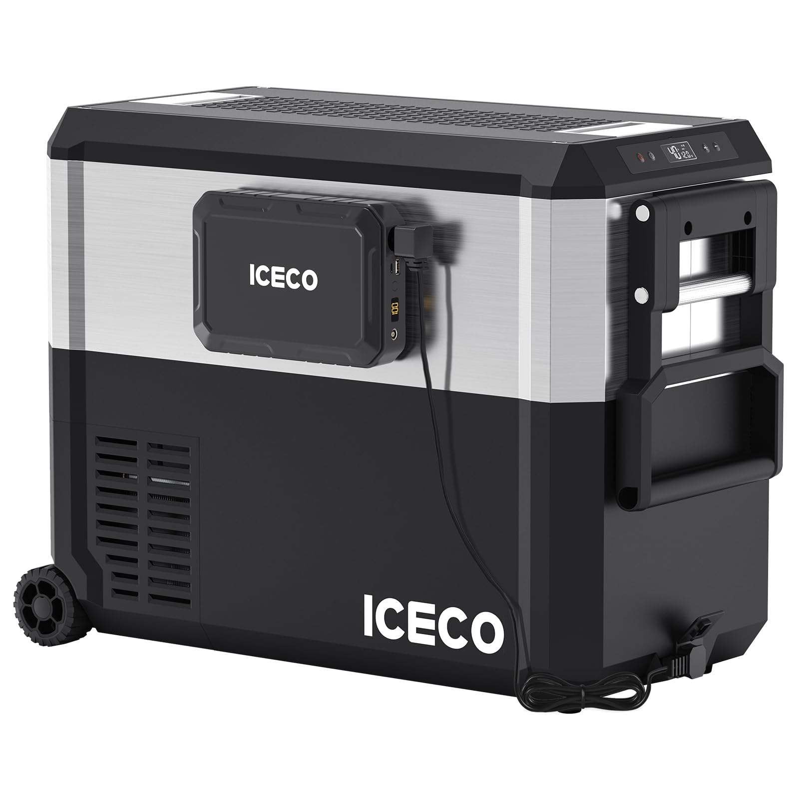 ICECO JP50 Pro Portable Refrigerator with Magnetic Battery,12V Fridge Freezer with Wheels, Car Fridge Powered by SECOP, 51.7 Quart Cooler -4??68?, DC 12/24V, AC 110/240V, Refrigerator for Car&Home
