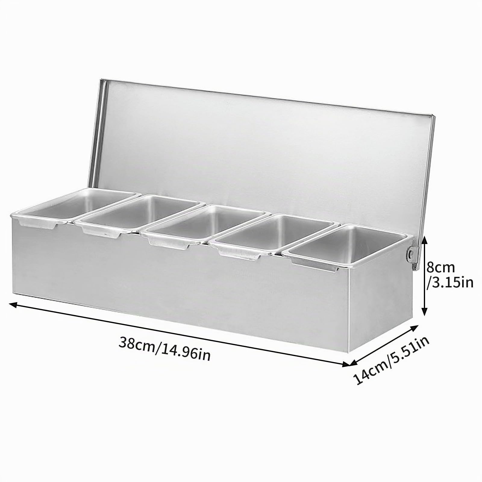 Récipient multi-ingrédients en acier inoxydable avec couvercle, récipient à ingrédients pour bar, cocktail, accessoires de barbecue, station de stockage à pizza