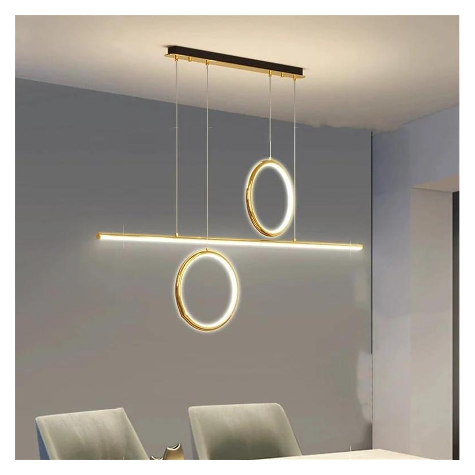 HYJAUSXB Italian Minimalist Living Room Chandelier High End Led Circle Hall Bedroom Chandelier(RC Dimming,CL100CM)