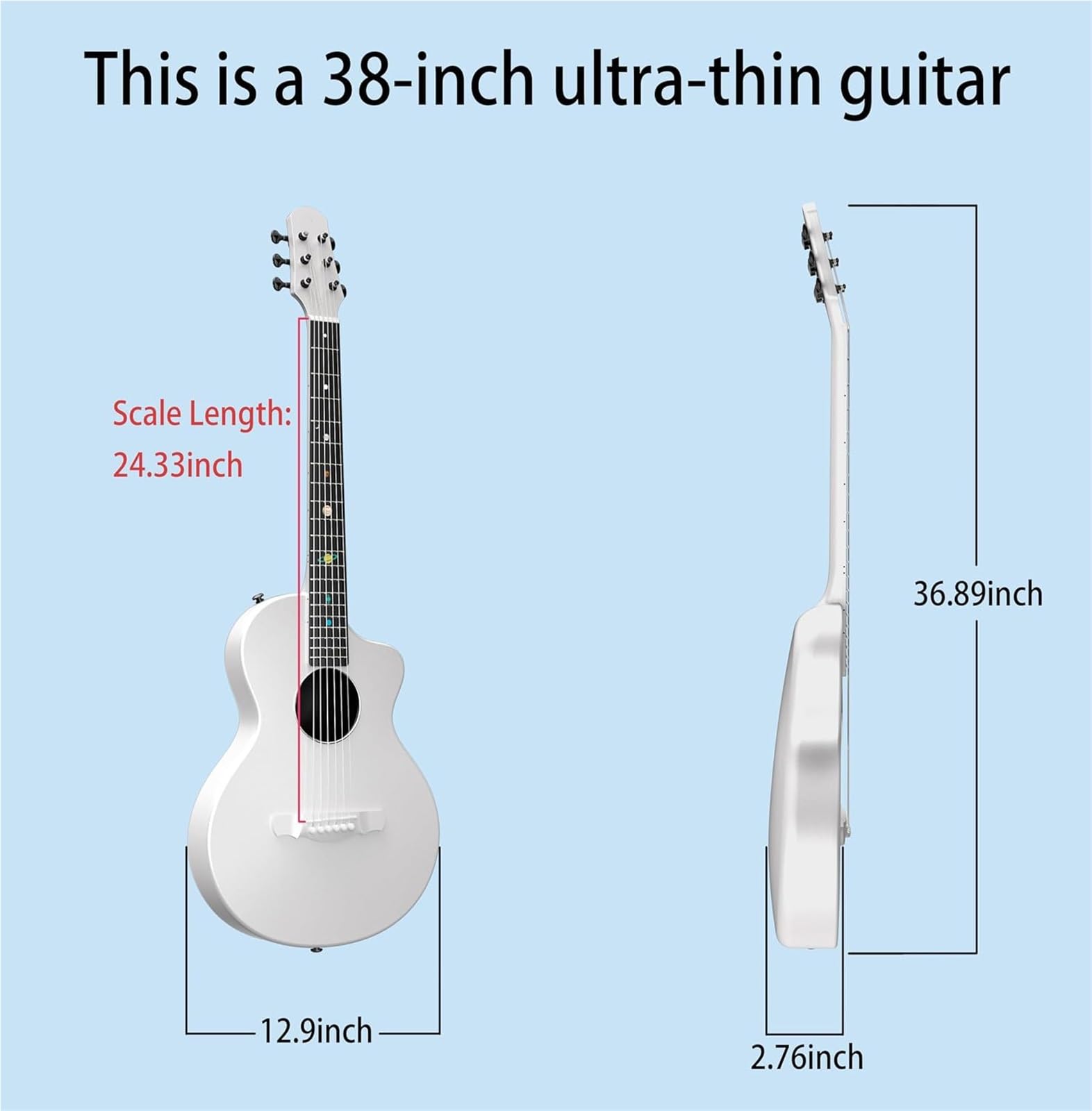 Gitara Elektryczna 38 Calowa Smukła Sześciostrunowa Gitara Akustyczna Z Włókna Węglowego Odpowiednia Dla Początkujących