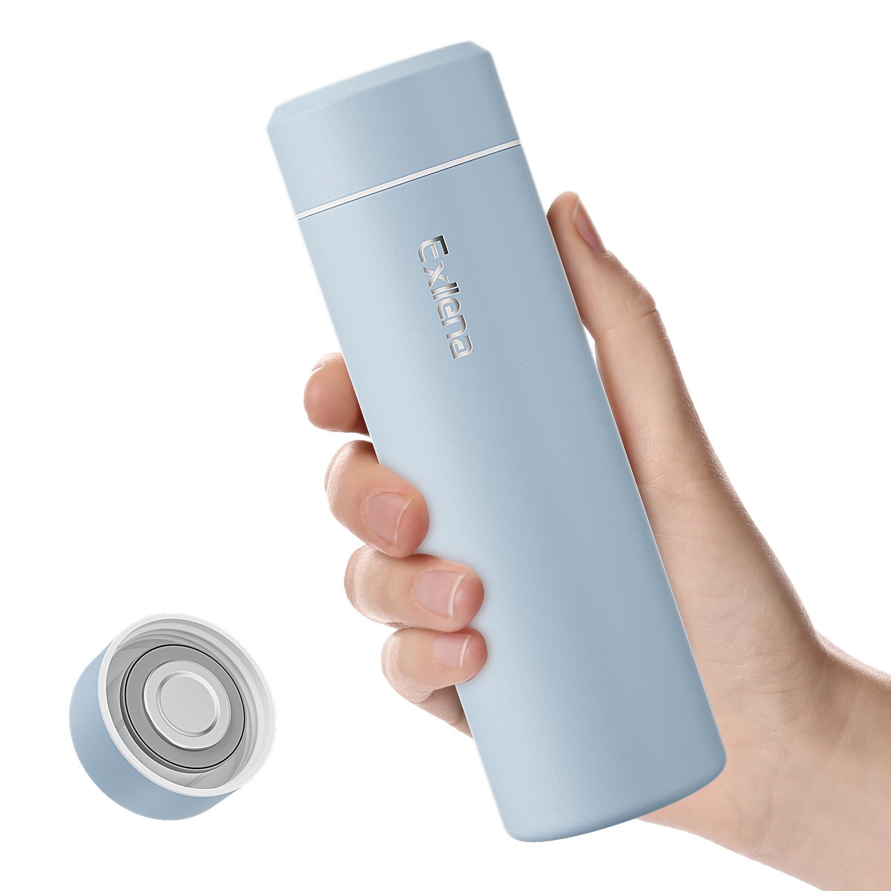 【Upgraded】 Exllena Small Water Bottle 350ml– Mini Flask for Hot & Cold Drinks, Perfect Small Insulated Water Bottle for School, Travel, Milk, Coffee... (Sky Blue) — image 1