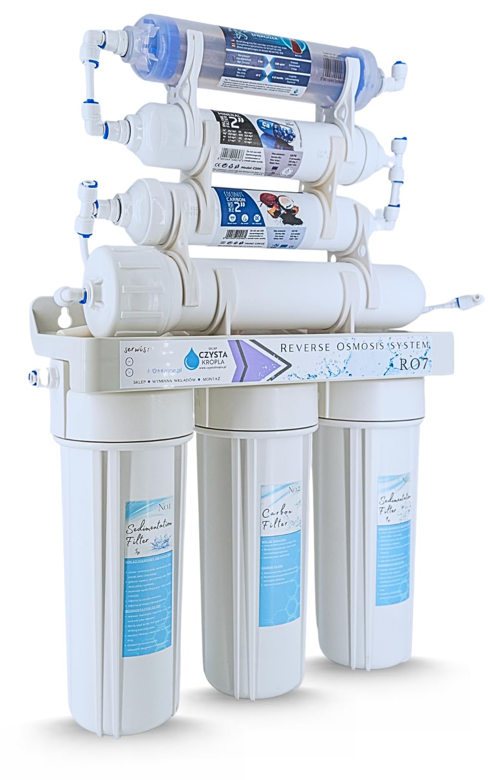 Czysta Kropla Sistema de Ósmosis Inversa de 7 Etapas Filtro de Agua Bajo Fregadero con Mineralizador Ionizador y Tanque de 12 Litros RO7