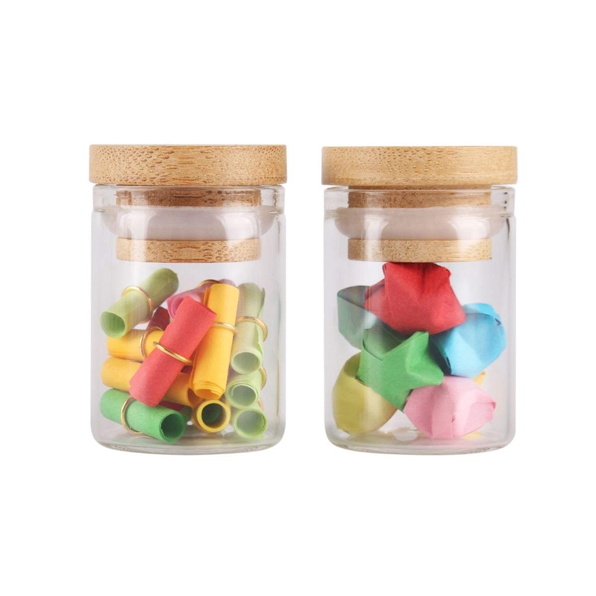 ZHaonan- pequeños tubos de ensayo, 24 piezas de tubos de ensayo de 15 ml 30 * 40 mm, con bambú tapas de vidrio Frascos de vidrio Frascos deseando la botella Bolttes Wish, for la boda hace el regalo ,