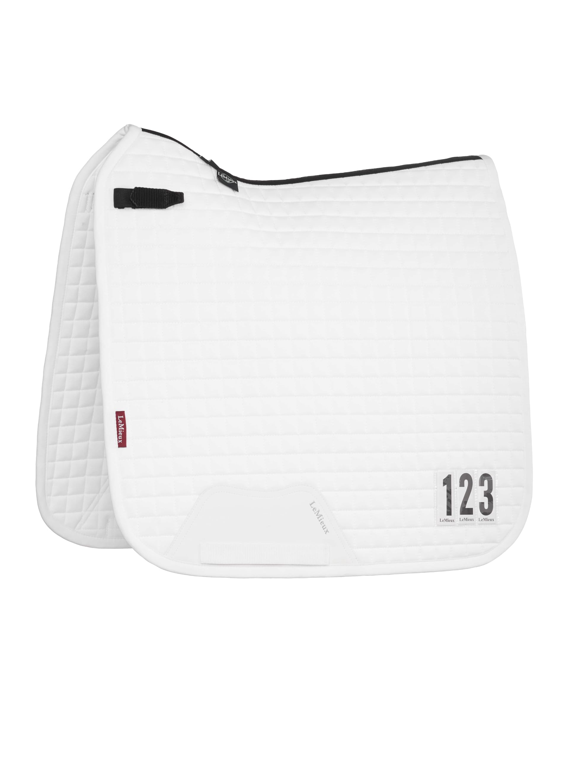 LeMieux Cotton Dressage Competition Square - Equestrian Saddle Pad - High Wither - White - Large