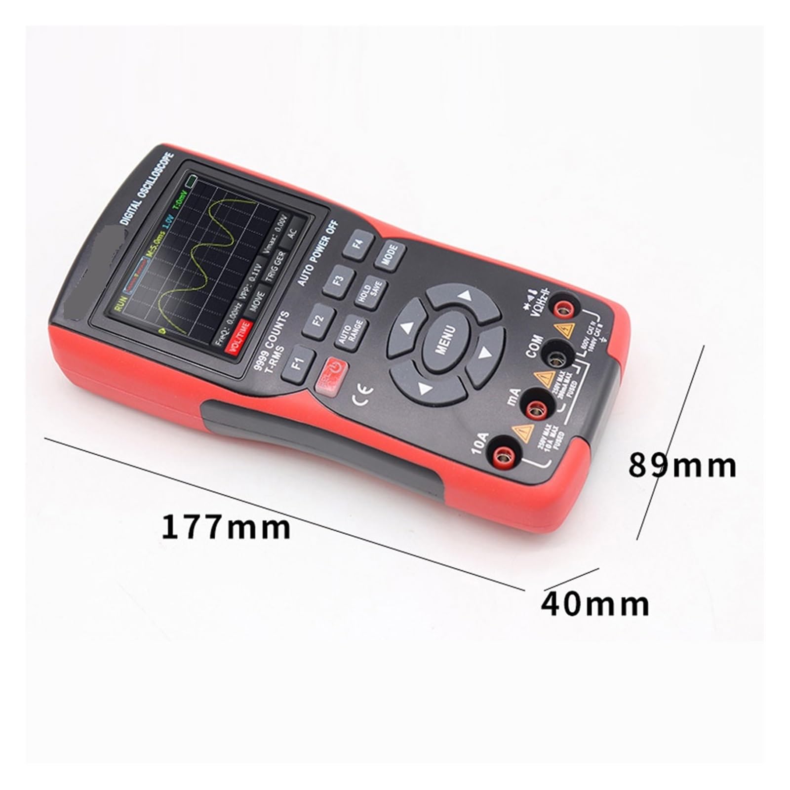 Multímetro de osciloscopio digital 2 en 1 48MSa / s Tasa muestreo 10Mhz Ancho banda 9999 Cuenta verdadero .8 pulgadas IPS Facilidad De MedicióN