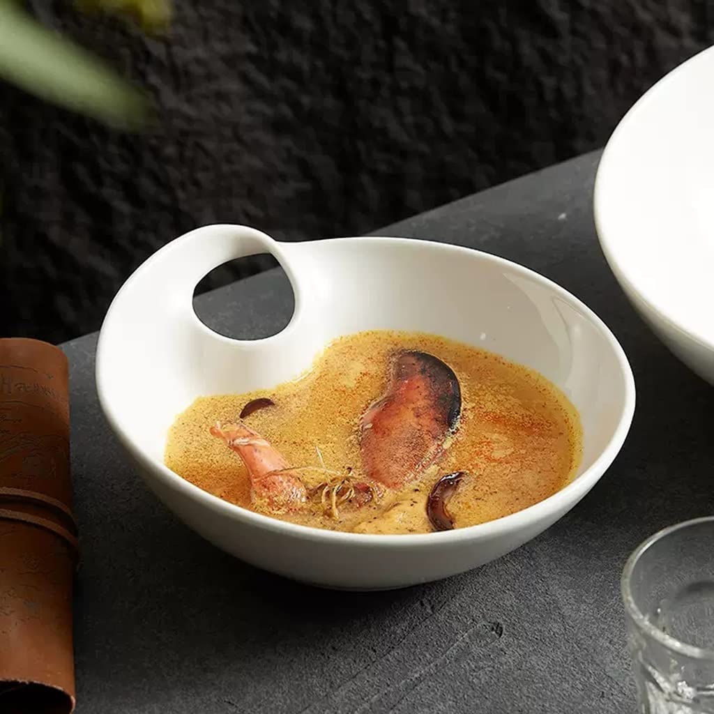 Miski do kuchni duża miska na zupę domowa ceramiczna miska sałatkowa restauracja gotowana ryba duża miska umywalkowa dwuczęściowa salaterka, biała M