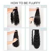 Vista 7 de Extensión de cola de caballo con clip de onda de maíz, 22 pulgadas de largo, ondulado, rizado, envolvente, resistente al calor, sintético, postizo