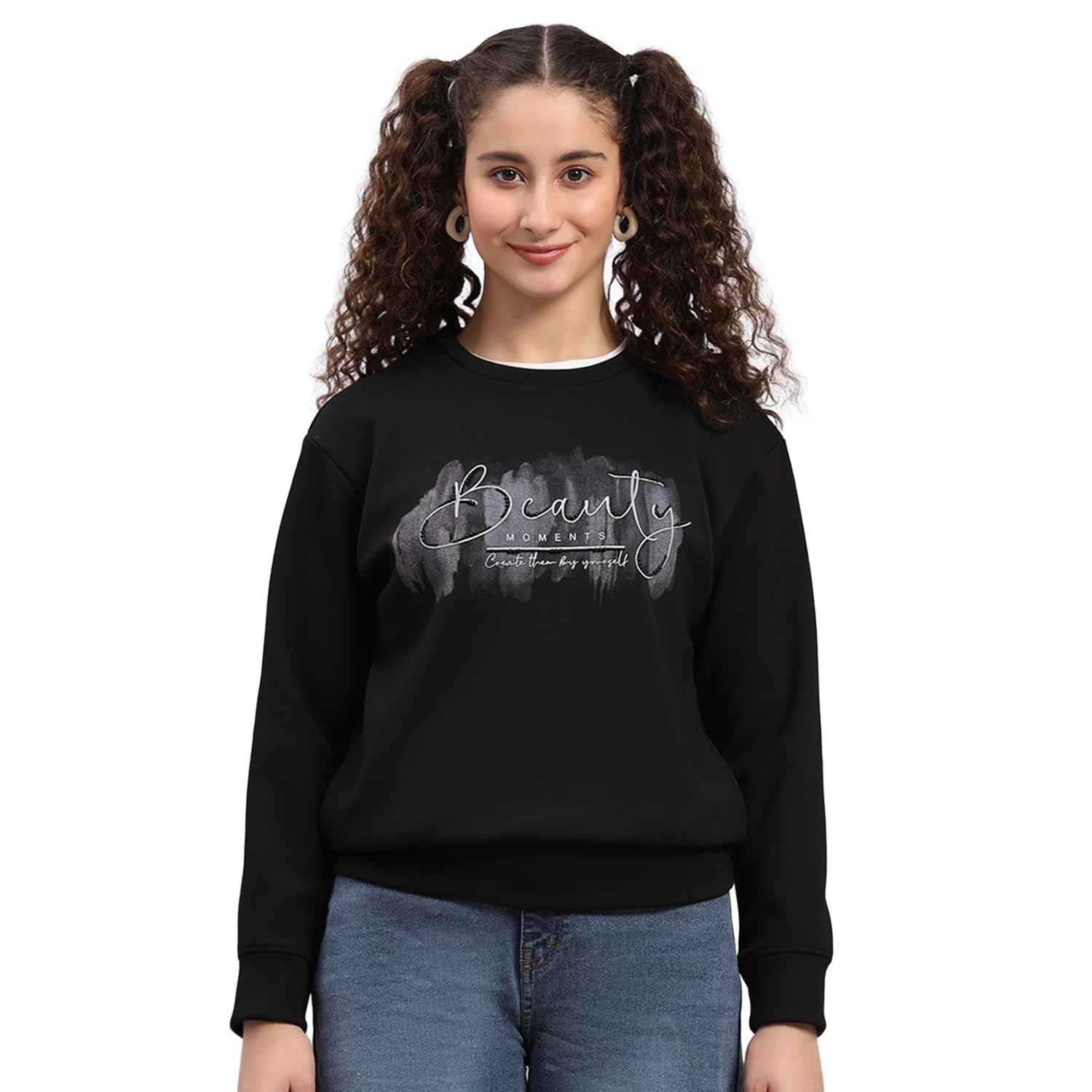 Womens Regular Fit Printed Pull On Full Sleeve Winter Sweatshirt | Warm Pullover for Ladies | Soft Comfortable Casual Winter Wear for Women's (Pack of 1)-image-35