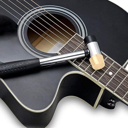 Miniatura 5 de Martillo de plástico para guitarra, cabeza de latón y goma, herramienta de martillo de trastes de doble cabeza, herramientas de anatomía de
