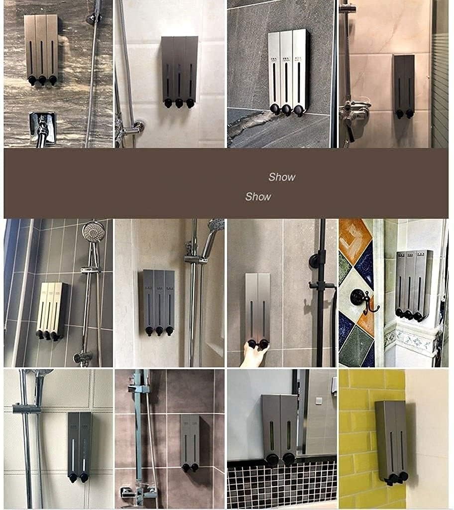 Punch-Free Hotel Bathroom Soap Dispenser, 3-Chamber Wall Mounted Shower Pump Dispenser and Organizer.Holds Shampoo, Soap, Conditioner, Gel, Lotion,for Office, Black