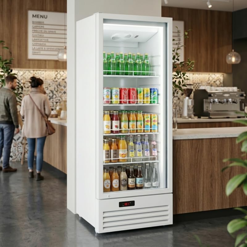 Armoire à Boissons Réfrigérée Blanche 355 Litres 1 Porte Vitrée