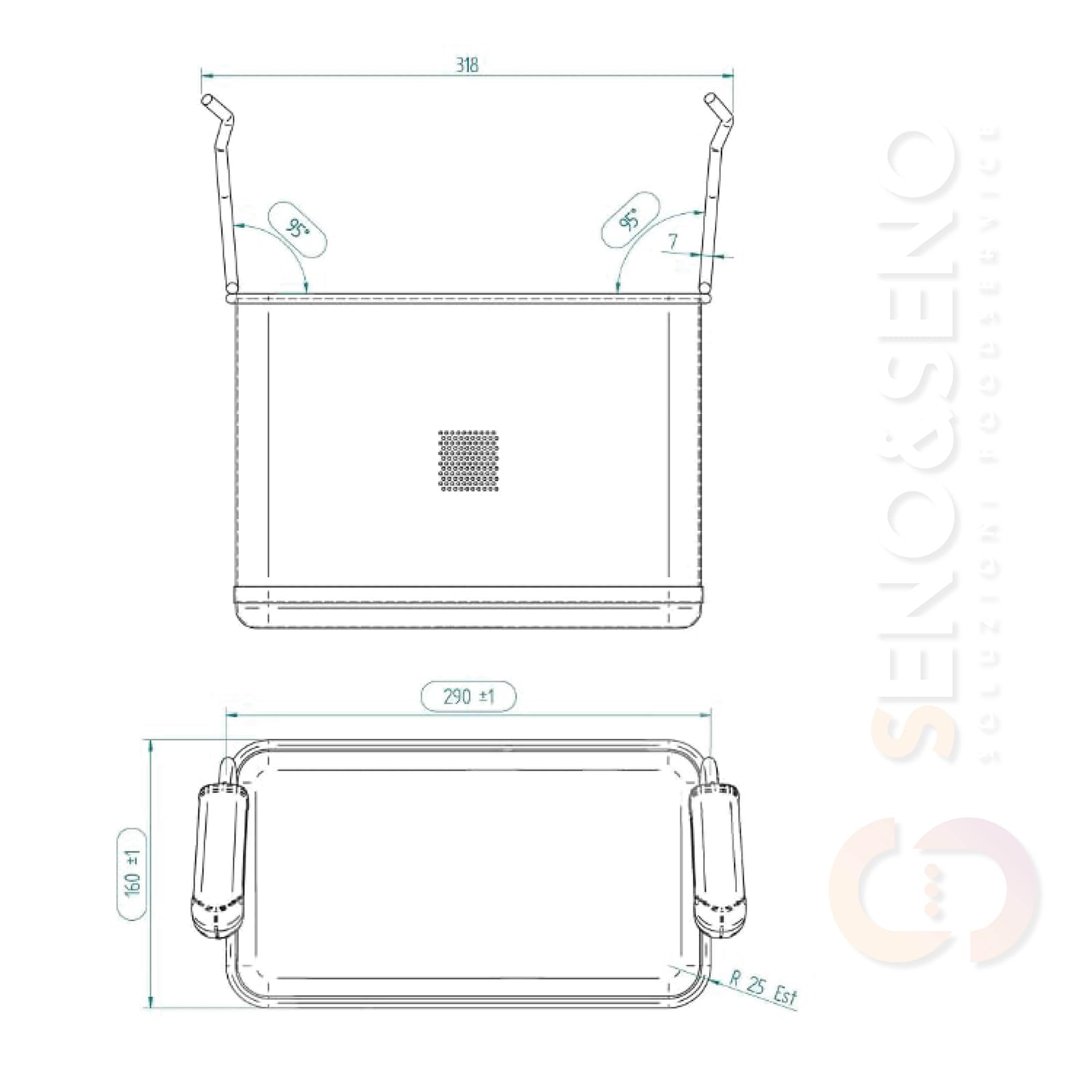 SENO & SENO Cestello Cuocipasta Universale 1/3 in Acciaio Inossidabile 29x16x20 cm – Manico Pieghevole Ergonomico – Resistente, Lavabile in Lavastoviglie, Utilizzo prolungato