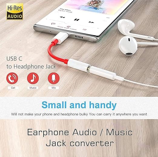 Image of Etguuds Charger Compatible with Oneplus Type C to 3.5mm Audio Jack Converter Splitter Adapter Headphones Jack for Earphon