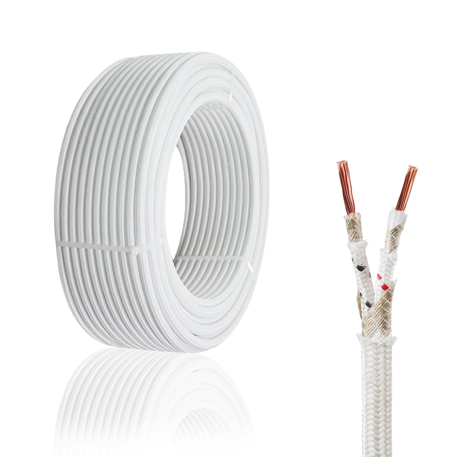 KToyeang 14 Gauge 2 Conductor High Temperature Wire 25Ft, -76-932 ℉ 14 AWG Mica Fiberglass 2 Core Copper Wire Insulated Heat Resistant High Temp